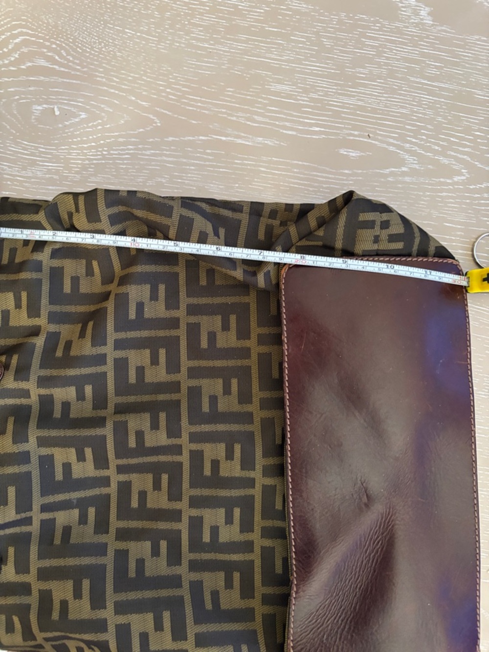 Fendi Brown and Dark Brown Zucca Monogram Tote 13 w /12L wear in handles - Picture 5 of 5